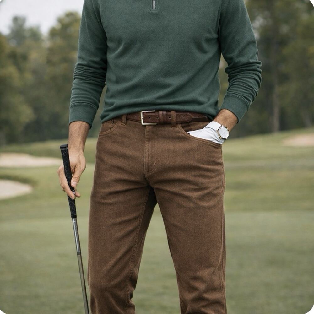 Peter Millar Mens 36 Brown Five Pocket Brushed Cotton Casual Twill Golf Sports